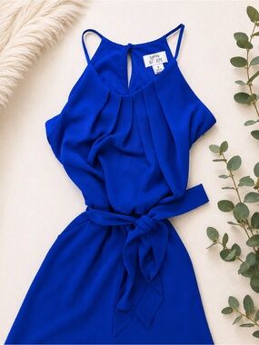 Sweet Storm Cobalt Blue Pleated Jumpsuit